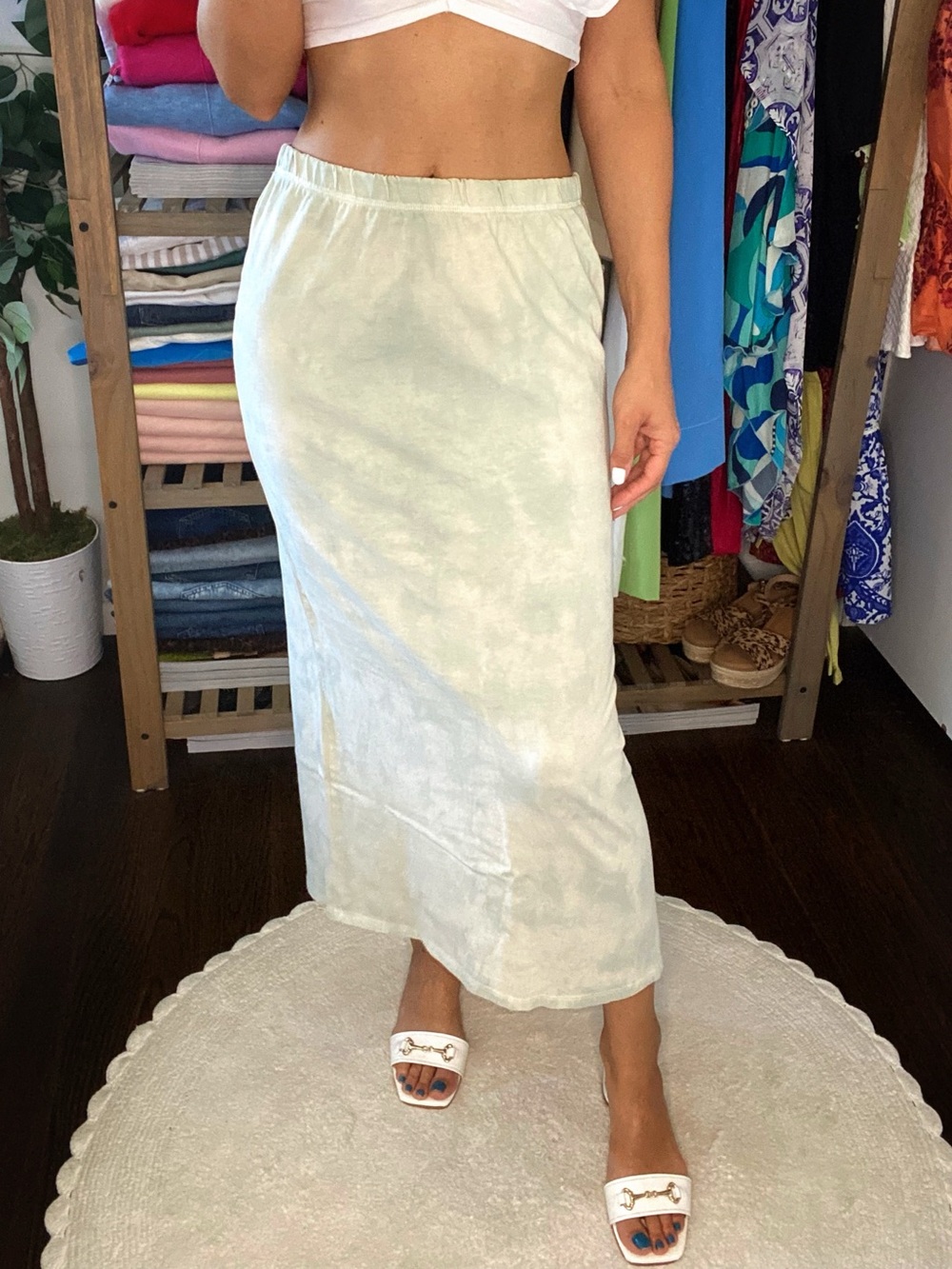 ZARA Women's Sage Tie-Dye Slit Maxi Skirt! 🧚🏼